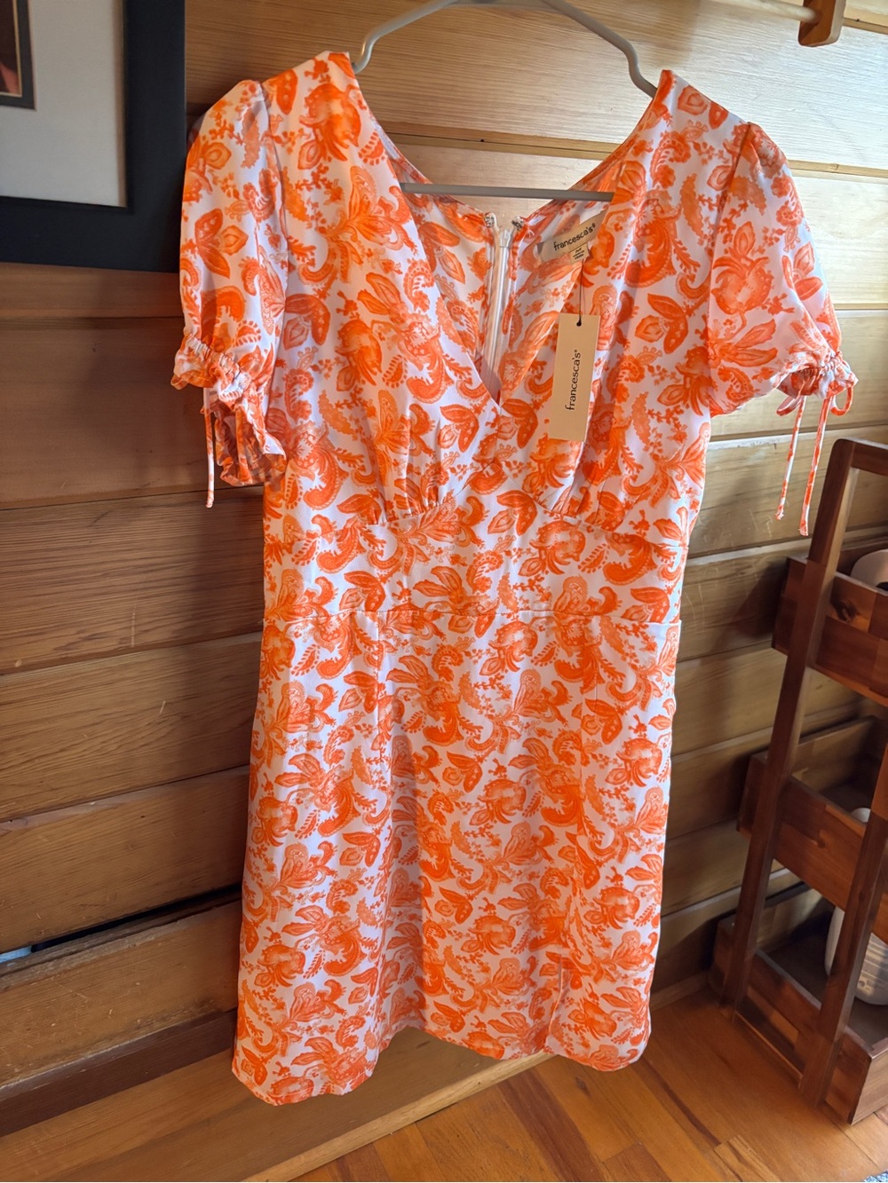 Francesca's Collections Orange Paisley Mini Dress
